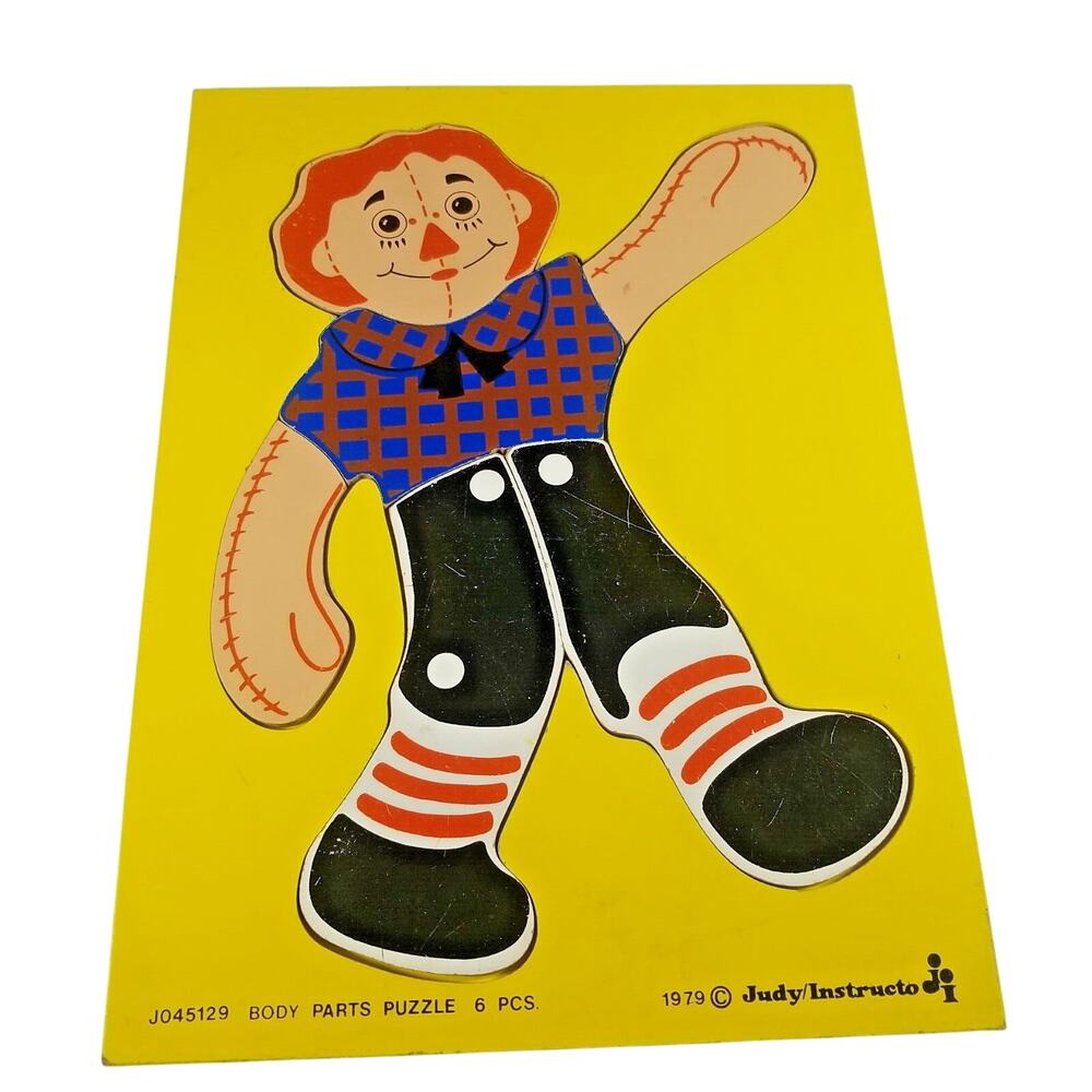 Judy Instructo Body Parts Wooden Board Puzzle 6 Piece Vintage Children's